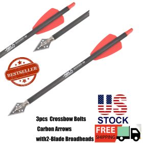 7.5" inch R9 Crossbow Bolts Carbon Arrows 2" Red Vanes with 100grain Broadhead