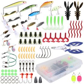 101Pcs Fishing Lures Kit Soft Plastic Fishing Baits Set Spoon Fishing Gear Tackle with Soft Worms Crankbaits Box