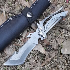 Mechanical Tools Knife Vehicle Camping Meat Cutting Straight Knife (Color: grey)