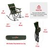 Oversized Rocking Camping Chair, Outdoor Luxury Padded Recliner, Folding Lawn Chair with Pocket, 300 LBS Heavy Duty for Picnic/Lounge/Patio, Portable