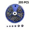 106/205pcs Round Split Shot Weights Set; Removable Split Shot Dispenser; Fishing Weights Sinkers; Fishing Tackle Accessories